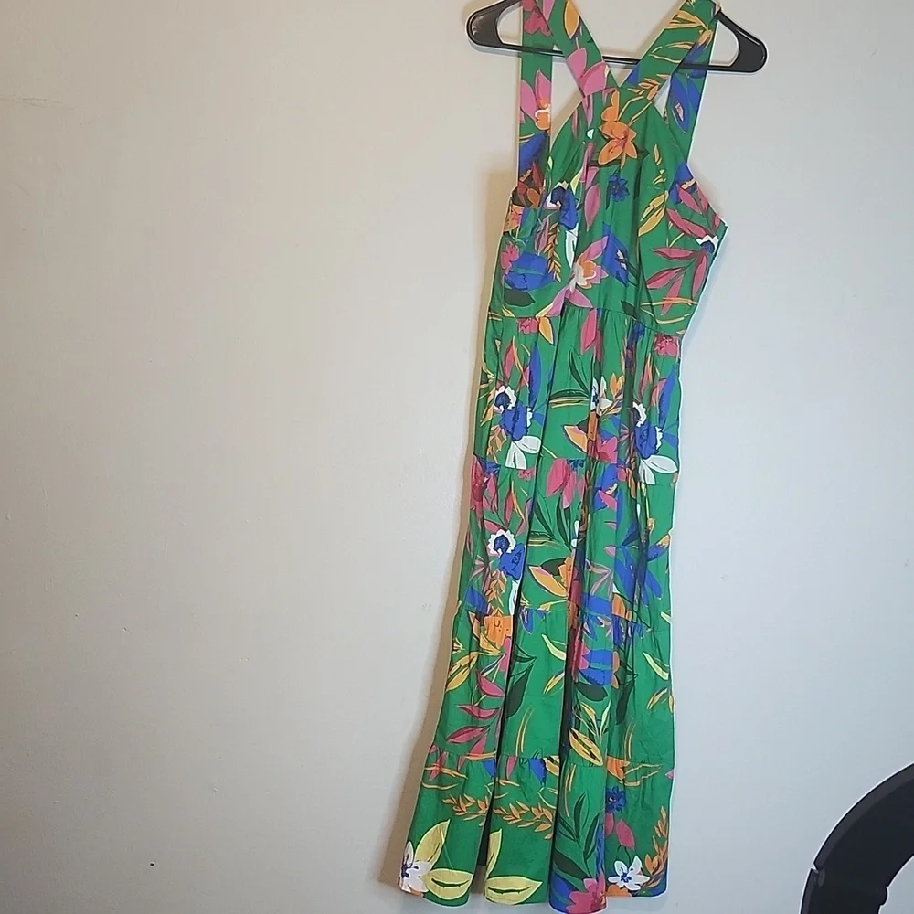 J. Crew Green Smocked Dress